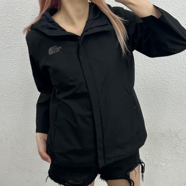 노스페이스 로고 블랙 후드 바람막이 90