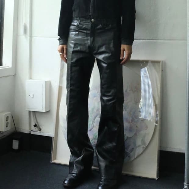 Avirex 아비렉스 레더 부츠컷 팬츠