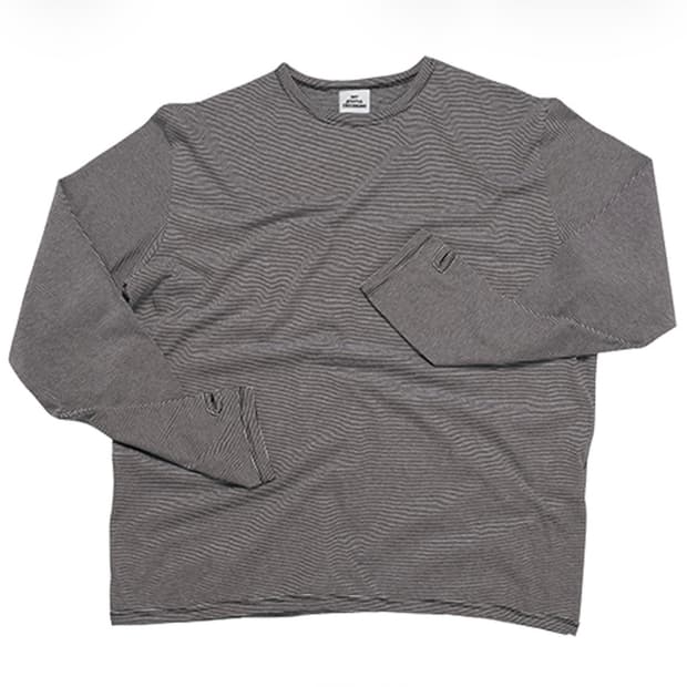 [M] MJD 스트라이프 핑거홀 롱슬리브 블랙