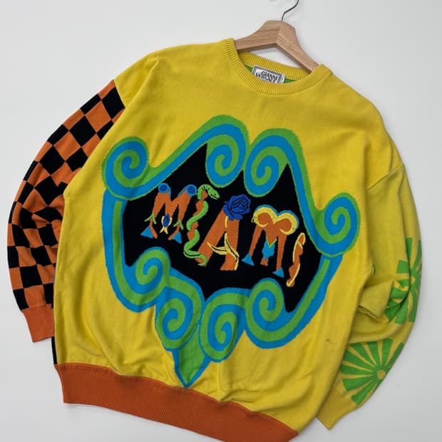 Gianni Versace 베르사체 90s 멀티컬러 자수 로고 니트