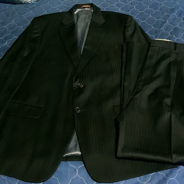 (00s 코오롱) 맨스타 피렌체 스트라이프 클래식 수트셋업 블랙