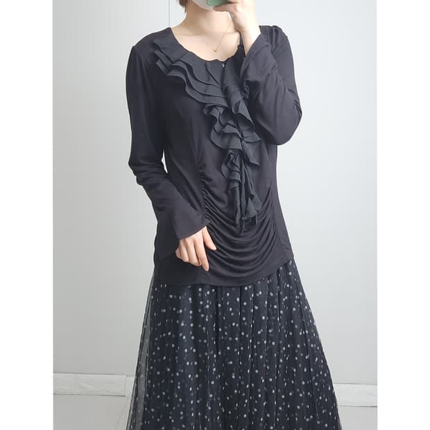 프릴•셔링 슬리브 탑