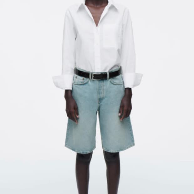 Cos 코스 반바지 롱라인 데님 쇼츠 라이트 블루 로열블루