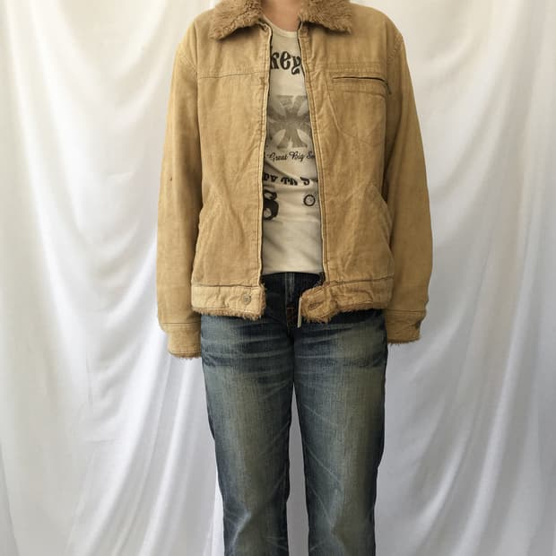 Fake fur collar corduroy jacket
