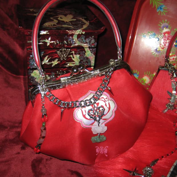 오리엔탈 연꽃키링 레드복조리 백 체인메이드