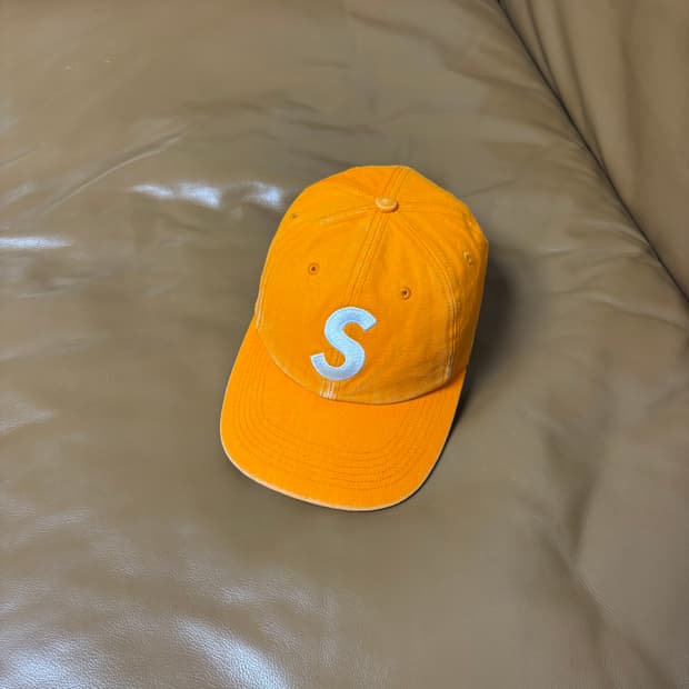 Supreme 슈프림 피그먼트 워시드 오렌지 S로고 6패널 볼캡 모자