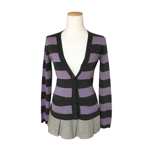 퍼플그레이 스트라이프 가디건