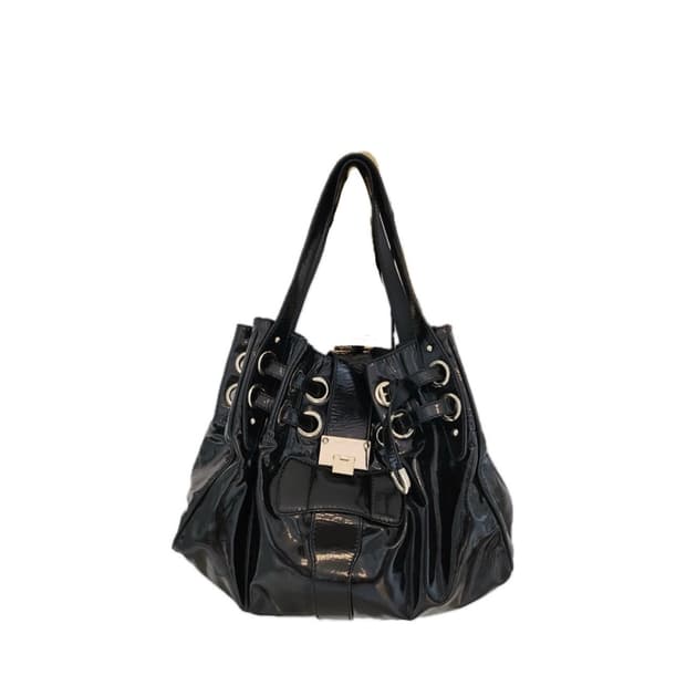 지미추 블랙 에나멜 빅백