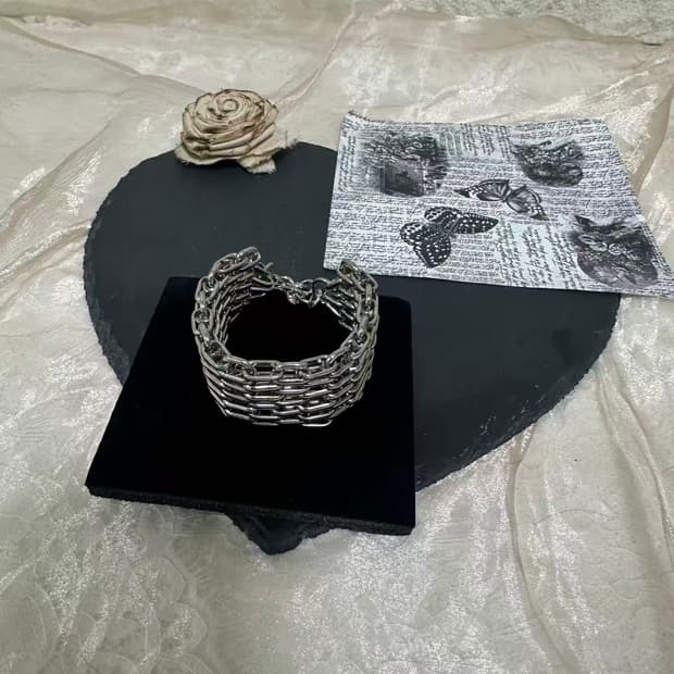 빈티지  고딕 멀티 링크 메탈 팔찌