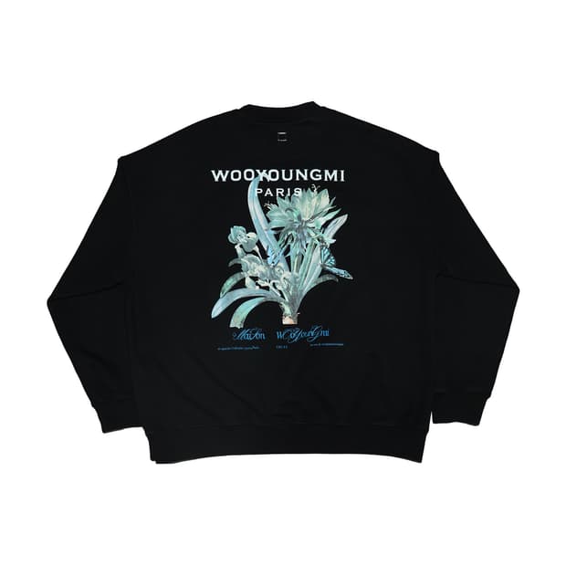 [정품]우영미 플라워 프린팅 블랙 맨투맨