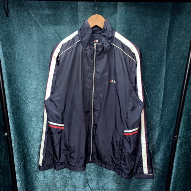 (2XL) 휠라 올드스쿨 다크 네이비 바람막이 자켓