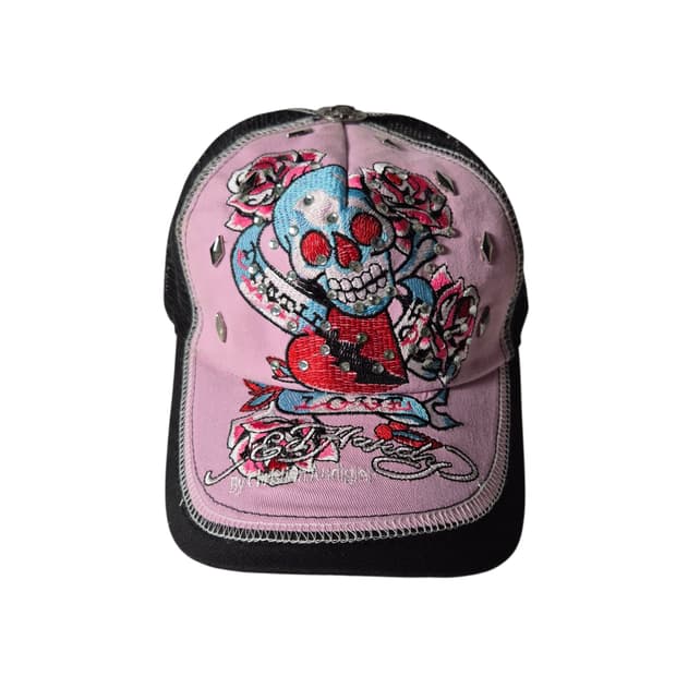 EDHARDY) 에드하디 올드스쿨 큐빅 해골 매쉬캡