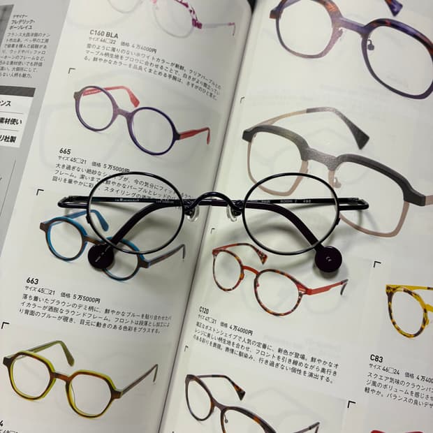 l.a. EYEWORKS 엘에이 아이웍스 원형 네이비 티타늄 안경