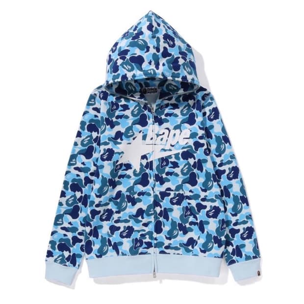 베이프 스타 카모 후드집업 블루 S