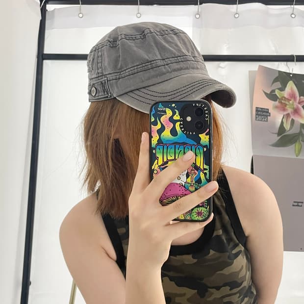 그레이 워싱 데미지 헌팅캡