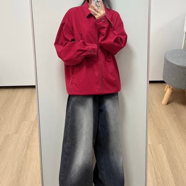 폴로 랄프로렌 90s 딥레드 스윙톱 블루종 자켓