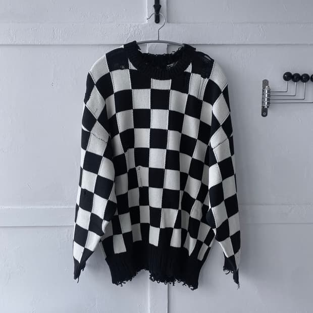 [R13] 체커보드 오버사이즈 니트