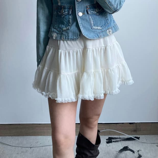 빈티지 프릴 캉캉 스커트