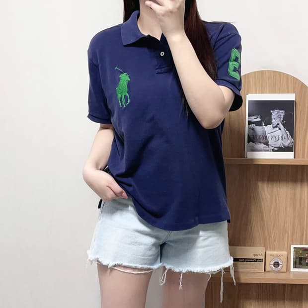 [정품] 폴로 네이비 / 빅그린포니 반팔카라티 [ L ]