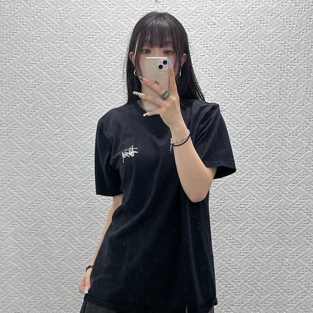 스투시 빈티지 캐주얼 베이직 빅 스탁로고 반팔티 M C13151