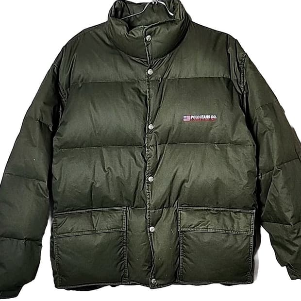 90s 폴로 진즈 컴퍼니 카키 그린 푸퍼 패딩 자켓