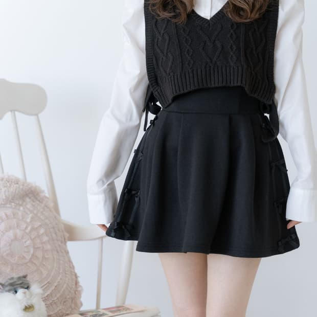 디마럽 디어 마이 러브 로즈 스웨트 미니 플레어 스커트