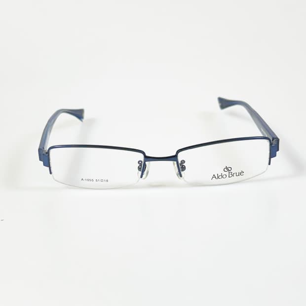 ALDO BRUE 반무테 스퀘어 블루 메탈 빈티지 안경