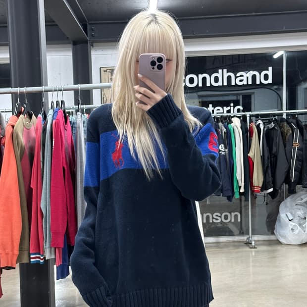 폴로 빅포니 니트 맨투맨