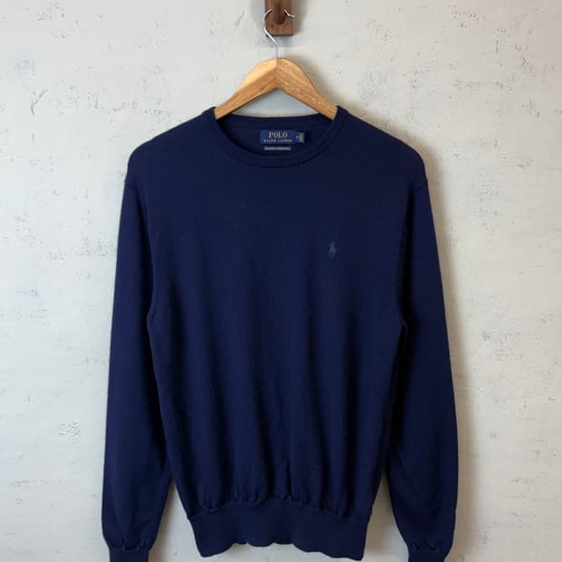 폴로랄프로렌 빈티지 워셔블 메리노울 네이비 니트