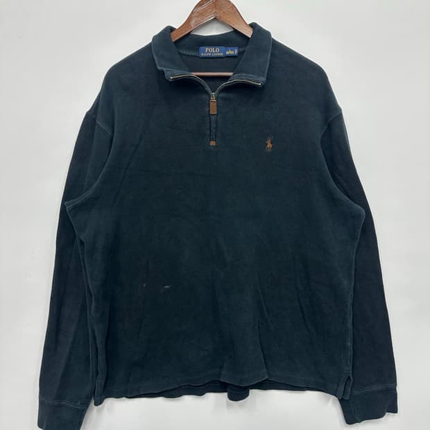 폴로 네이비 니트 반집업 