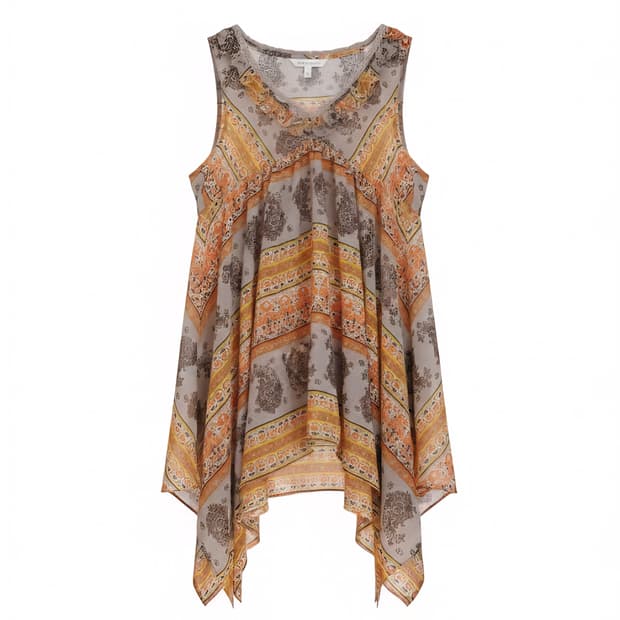 빈티지패턴 슬리브리스 탑