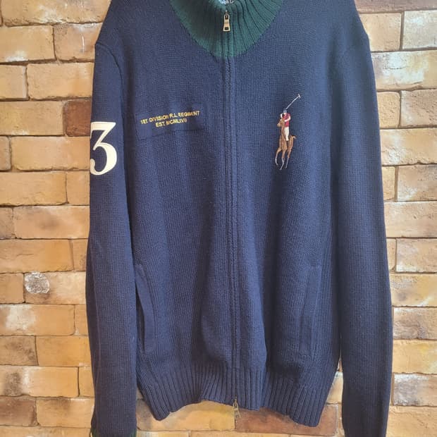 폴로 랄프로렌 빅포니 네이비 울 집업 가디건 XL