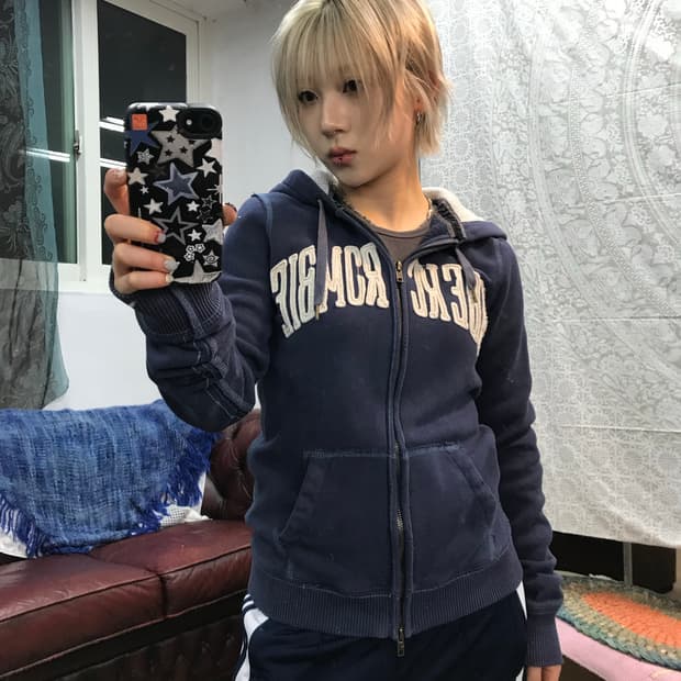 아베크롬비 여성 자수 투웨이 기모 후드집업 