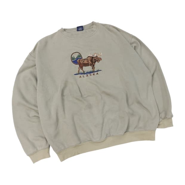 Camp David 캠프 데이비드  알래스카 무스 자수 기모 맨투맨 