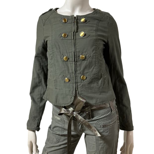 빈티지 카키 나폴레옹 자켓