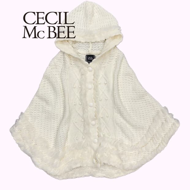 CECIL MCBEE white fur hood cape