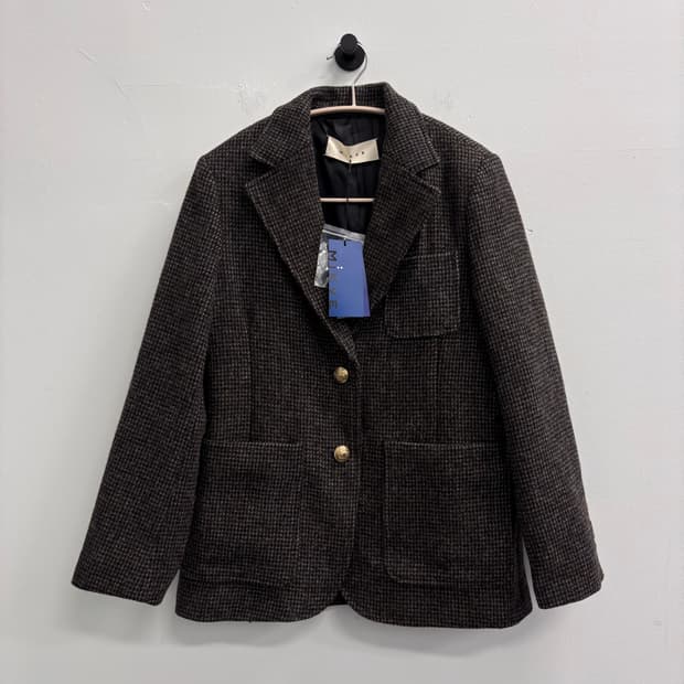 미크베(MIKVE) 하운즈투스 체크 울 재킷 브라운