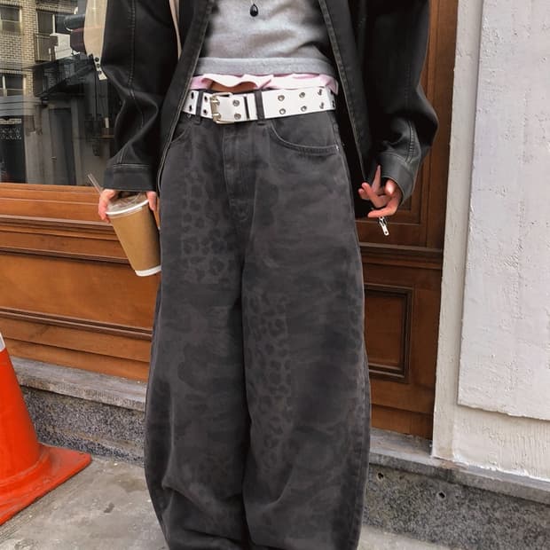 호피 오버핏 팬츠