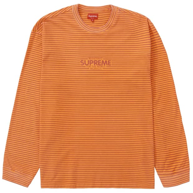 슈프림 마이크로 스트라이프 롱슬리브 티 오렌지 새상품