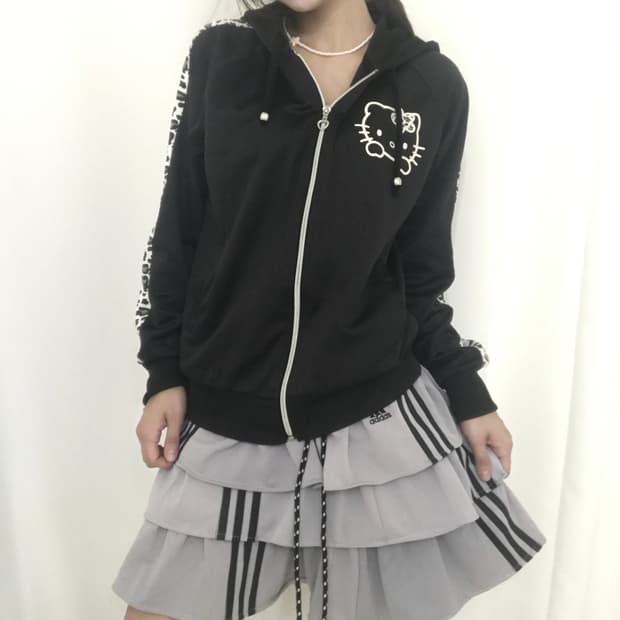 헬로키티 데일리 펑크 레오파드 후드집업