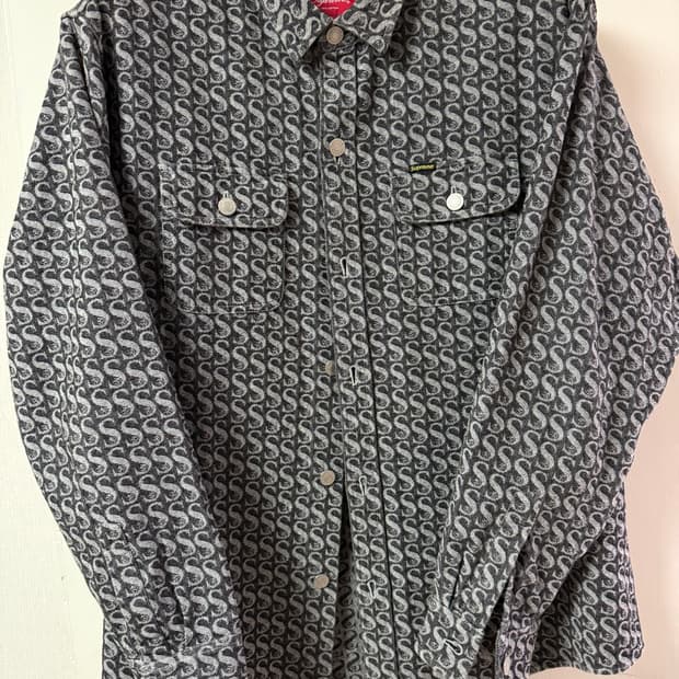 슈프림 모노그램 데님셔츠 블랙 XL