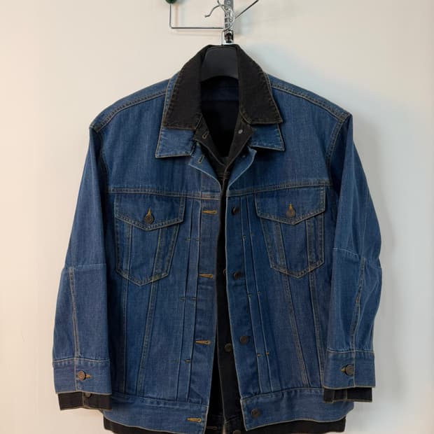 준지 더블 레이어드 데님 트러커 자켓 