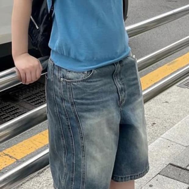 잇템포무드 트리플 컷 버뮤다 팬츠 워터블루 S