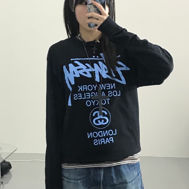 스투시 월드투어 블랙 롱슬리브