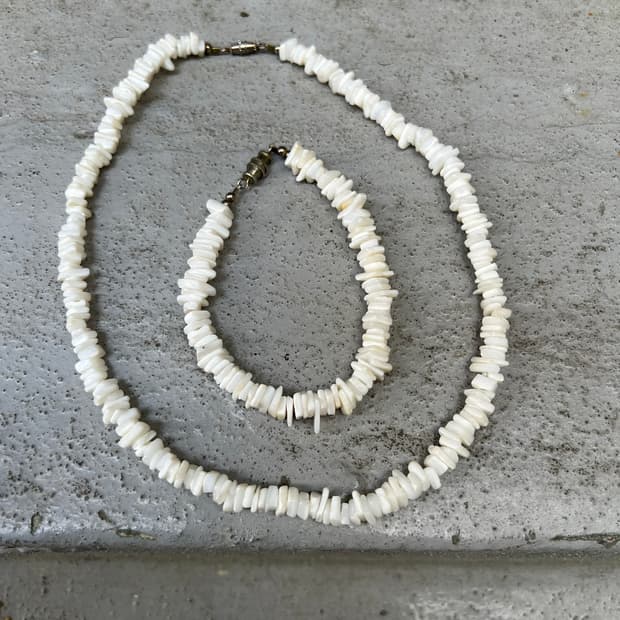 빈티지 천연 푸카 쉘 목걸이 & 팔찌