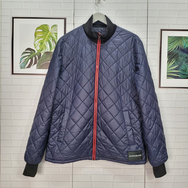 캘빈클라인진 퀄팅 패딩 자켓 점퍼 집업 L 실측 XL