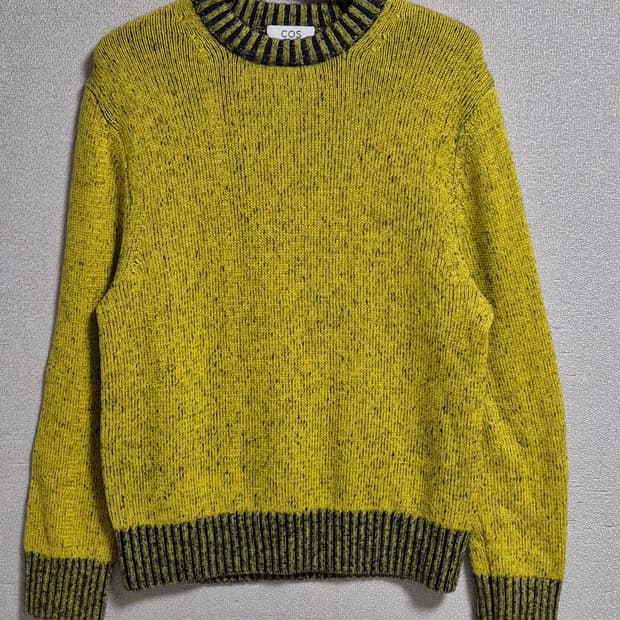 M ) COS 코스 라임/네이비 울혼방+모헤어 니트