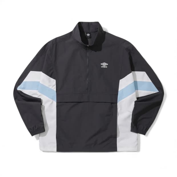 엄브로 컬러블럭 스탠넥 아노락 다크 차콜 