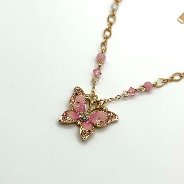 Annasui pink butterfly necklace
