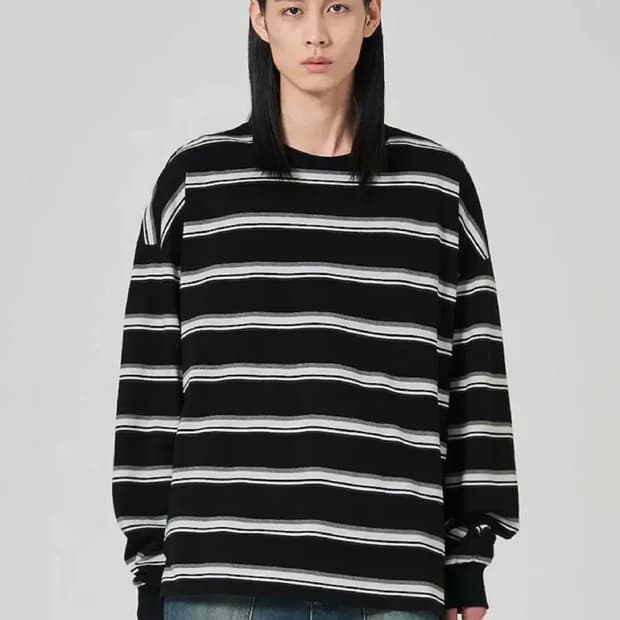 (L) 준지 24SS 블랙 스트라이프 롱 슬리브 티셔츠
